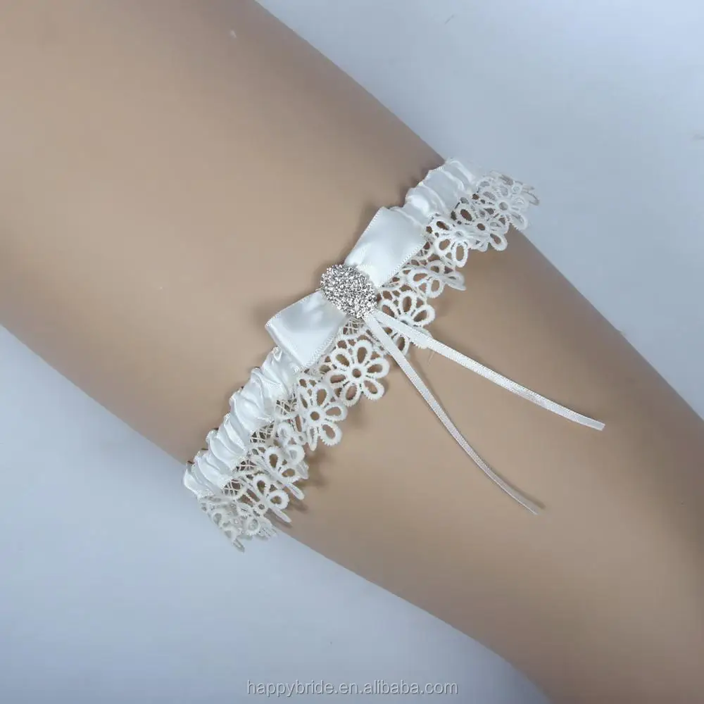 New Arrival Satin Ribbon Elastic Wedding Garter Belt Bridal Leg garter Belt Handmade HY1001
