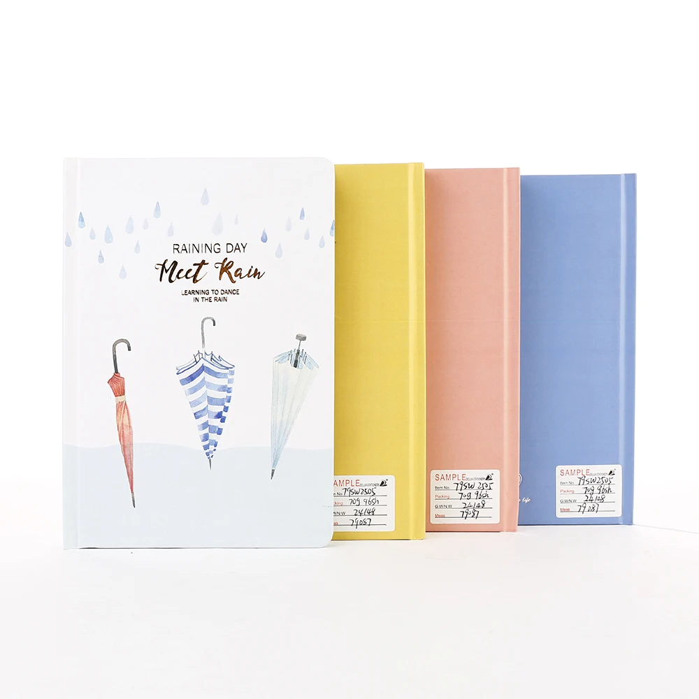 Cheapest thick paper cover raining umbrella hardcover notebook bulk custom printing