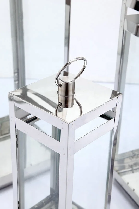 Glass Lantern Vintage Outdoor Garden Antique Special Metal Stainless Steel Candle Large Lantern Decorative Wedding Gold Lantern