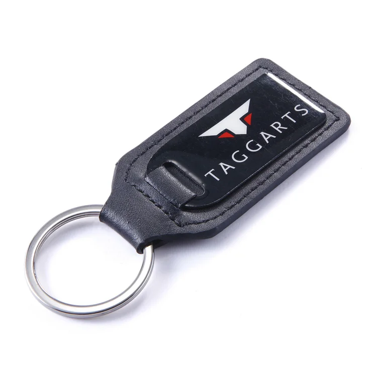 Black leather keychain Car brand logo Pu keychain logo custom key chain
