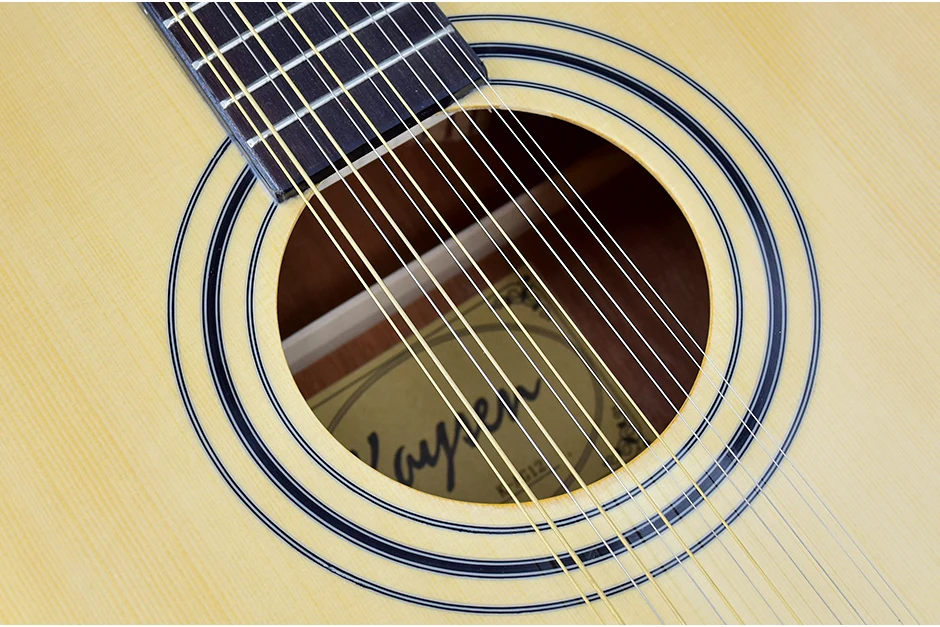 Stringed instrument wholesale price plywood Kaysen OEM brand 12 steel strings electric acoustic cutaway guitar  with EQ