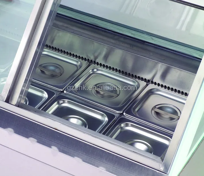 2 door pizza refrigerator with GN pan above and glass cover /Pizza cold working table