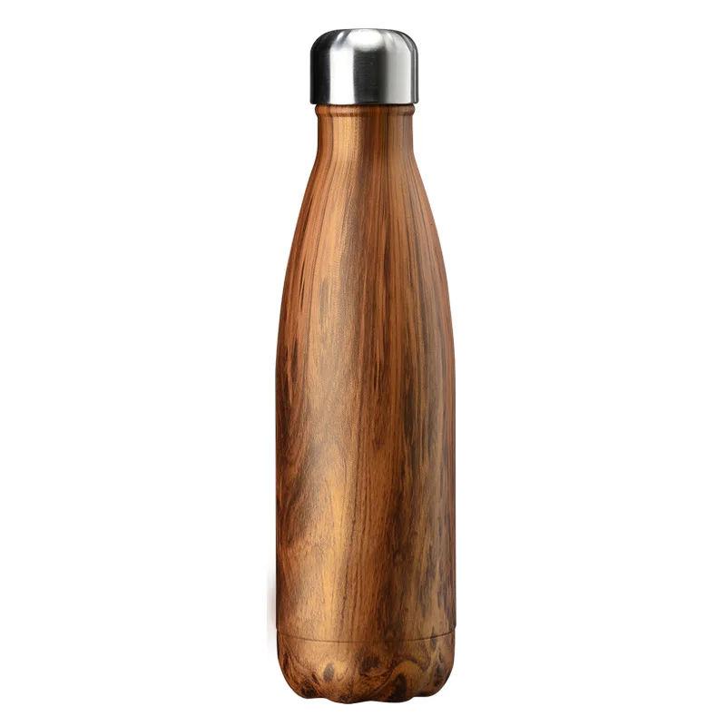 
Insulated Cola Shaped Stainless Steel Water Bottle Bamboo 