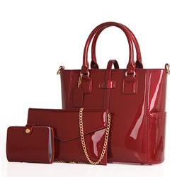 top grade low price korean women professional 3 in 1 pu leather handbags set