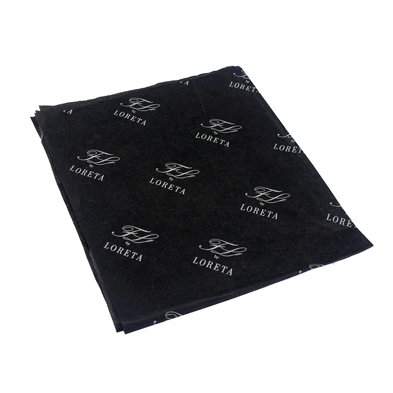 Packaging Tissue Paper Custom Logo Silver Printing Distinctive Black Wrapping Tissue Paper For Clothing Packaging