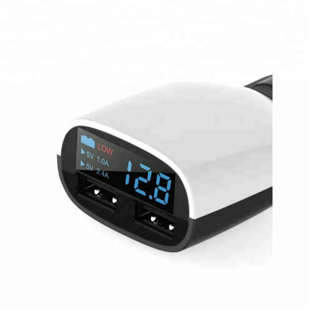Portable 3.4A Adjustable Car Battery Charger With Digital Led Display Car Charger Dual USB