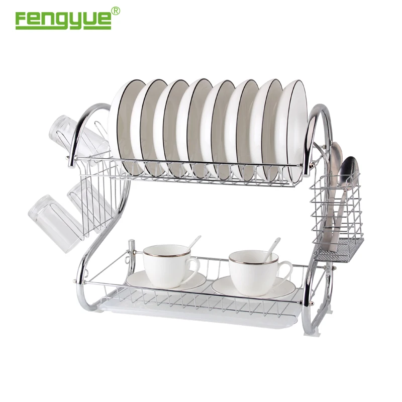 2020 New Products Kitchen Chrome Plated Drying Metal Rack Drainer Dish