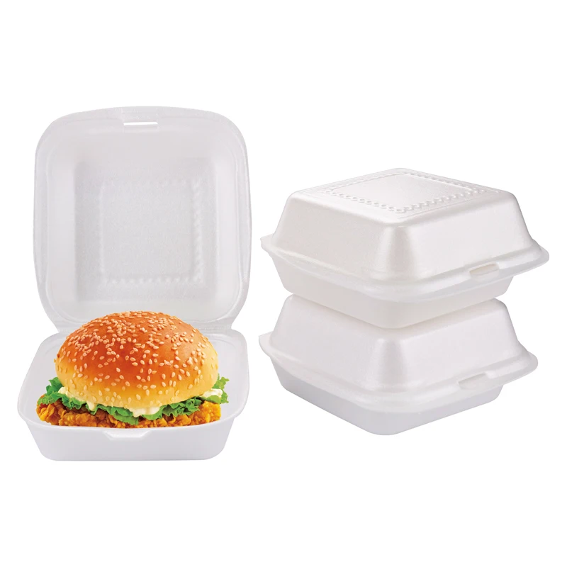 
Disposable 6inch square thickened foam hamburger box with new food grade ps material take away foam food container 