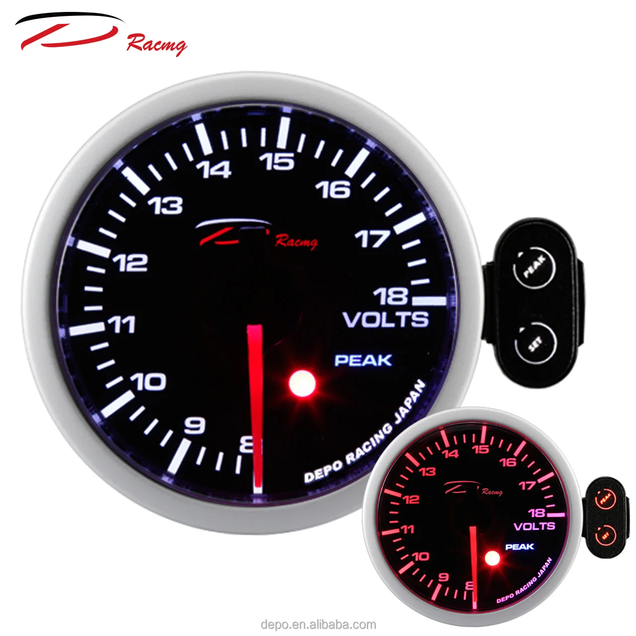 52mm Japan Stepper Motor Movement Racing Meter Warning Peak Function For Car Vehicle Volt Gauge