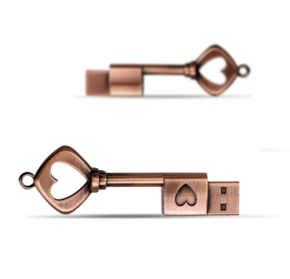 Classical Metal key heart shape usb flash drive metal memory key usb gift usb stick