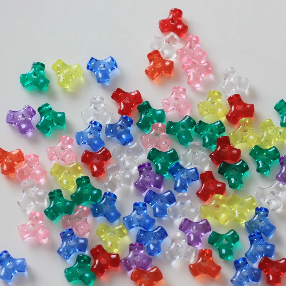 Multi Colors Opaque 10mm Clear Transparent Acrylic Tri Beads for Jewelry Making 500g Each Bag