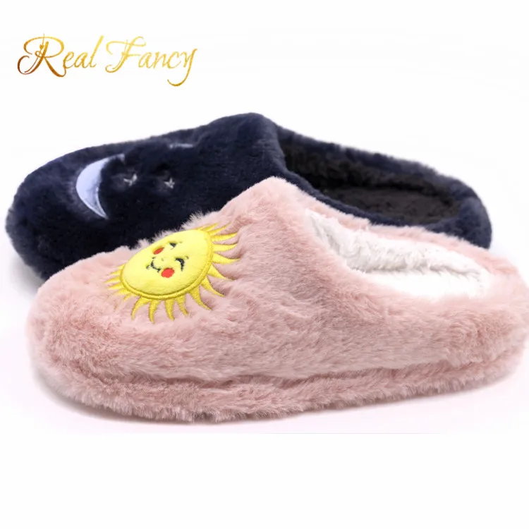 TPR sole faux fur upper material fashion plush women slipper