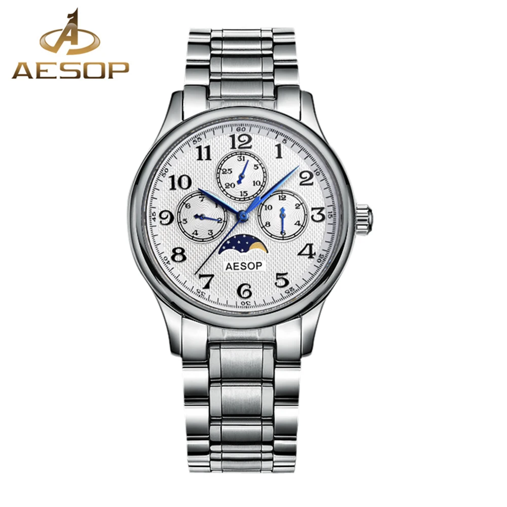 Aesop popular Mens Week Display Sapphire Crystal Chronograph Quartz Wrist watches