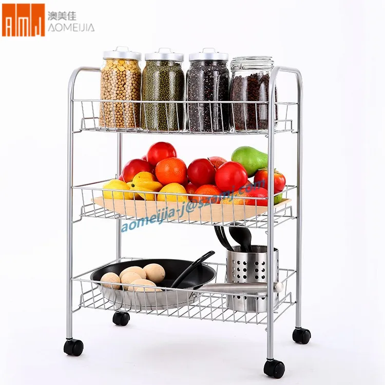 High quality light duty three Layers kitchen storage steel metal racks
