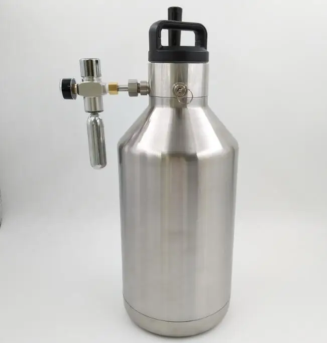 Один галлон, нержавеющая сталь, двойная стенка growler с черновой системой CO2