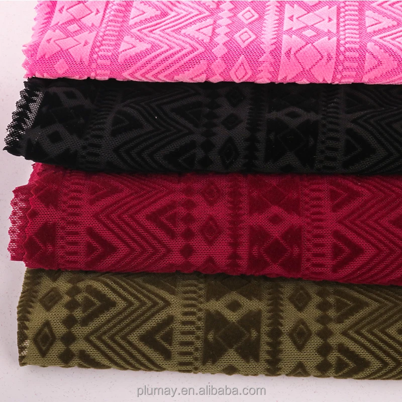 Polyester and spandex mesh  flocking fabric for clothing textile custom elastic fashion  stretch underwear