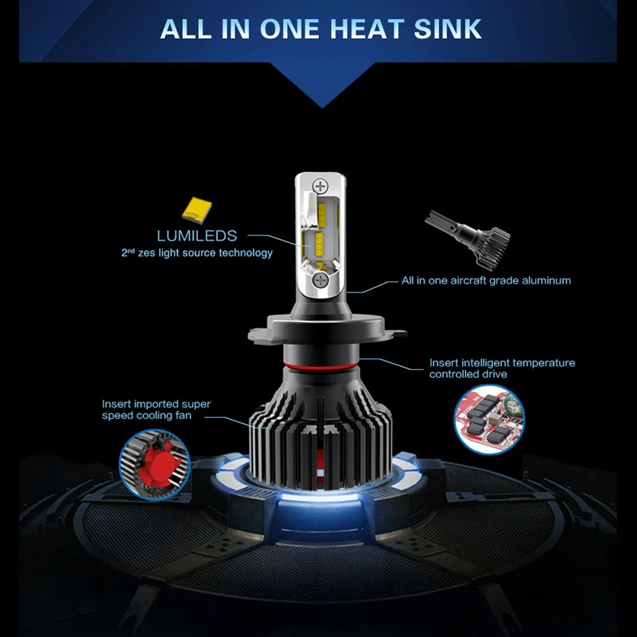 8000lm auto Automotive T8  H7 H11 9006 projector Car  6 bike 12w motorcycle led headlight Bulbs