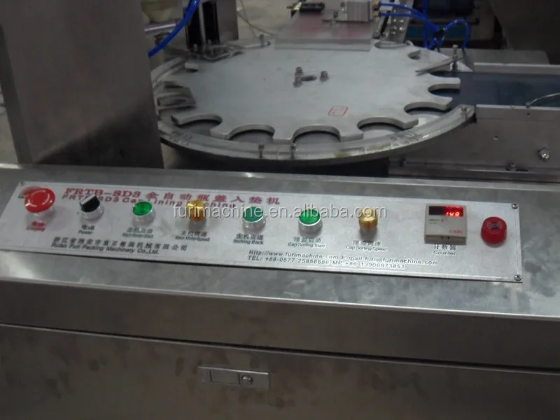 plastic medicine oil child proof children resistant cap liner die cutting and inserting wadding lining machine