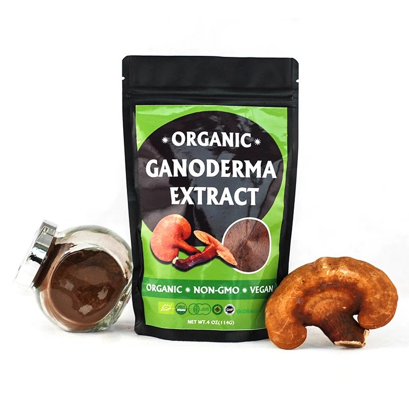 100% Organic Red Reishi Powder Package Lucidum Ganoderma Extract Product