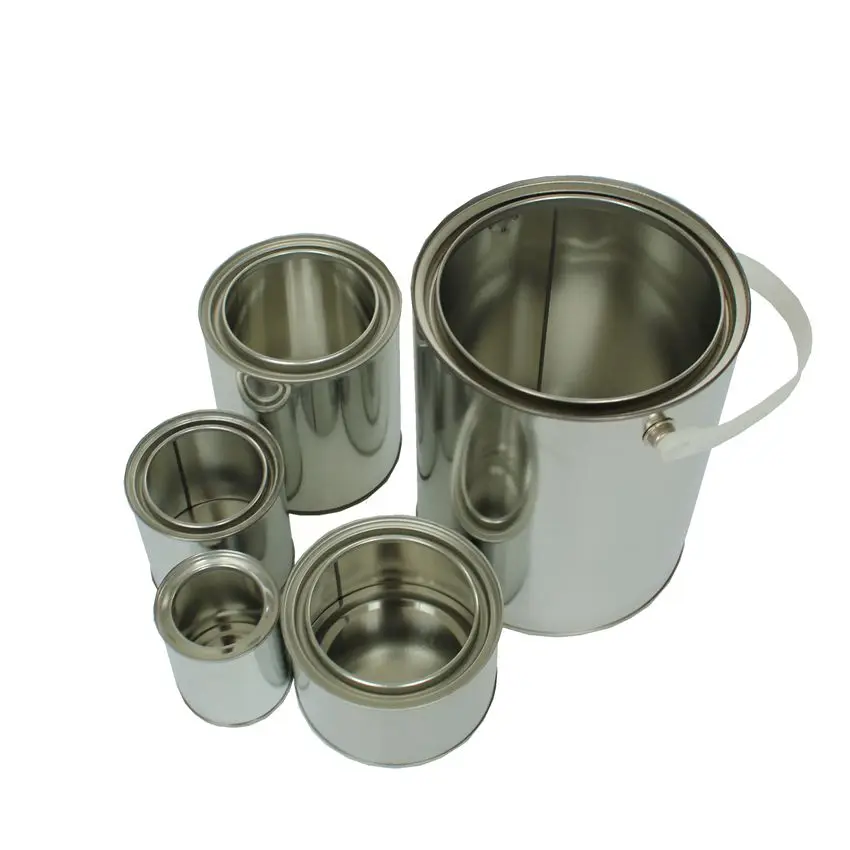 
metal round solvent tinplate small plain silver print lever lid paint tins can 