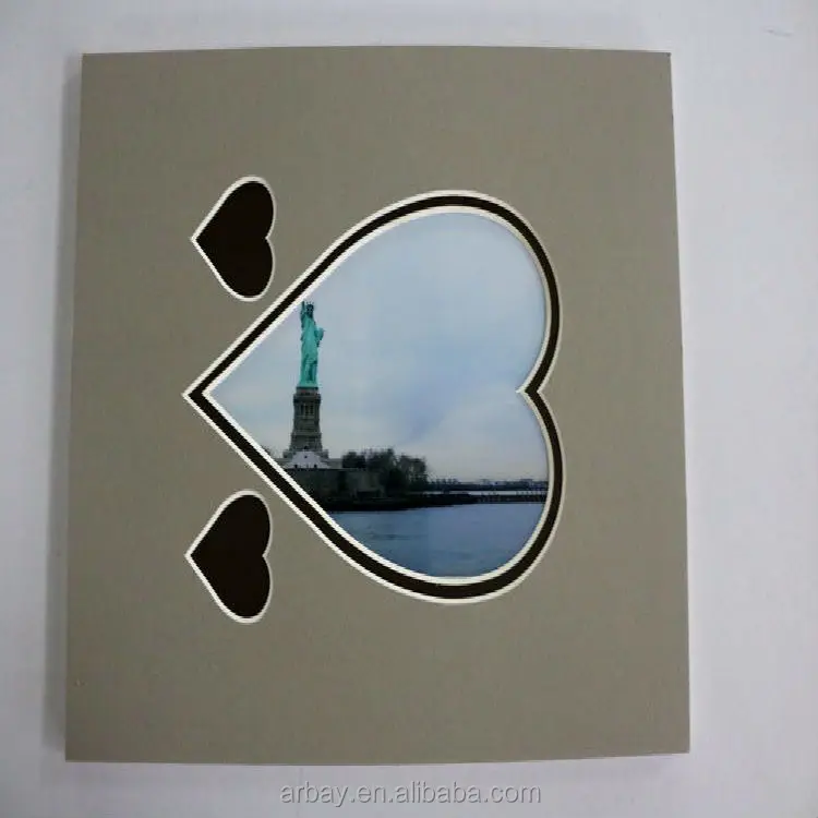 
High quality hot sale heart-shaped wooden picture photo frame matboard 