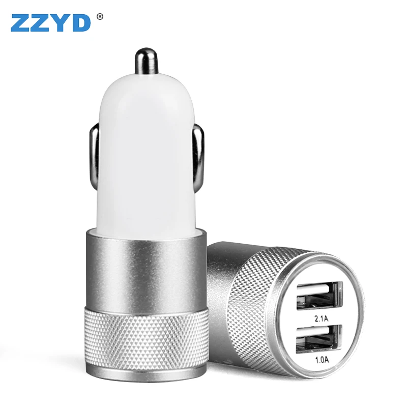
ZZYD Charger Big Sale Metal Dual Port Usb Charger Power Phone Adapter Custom Car Mini Charger For Smartphone 