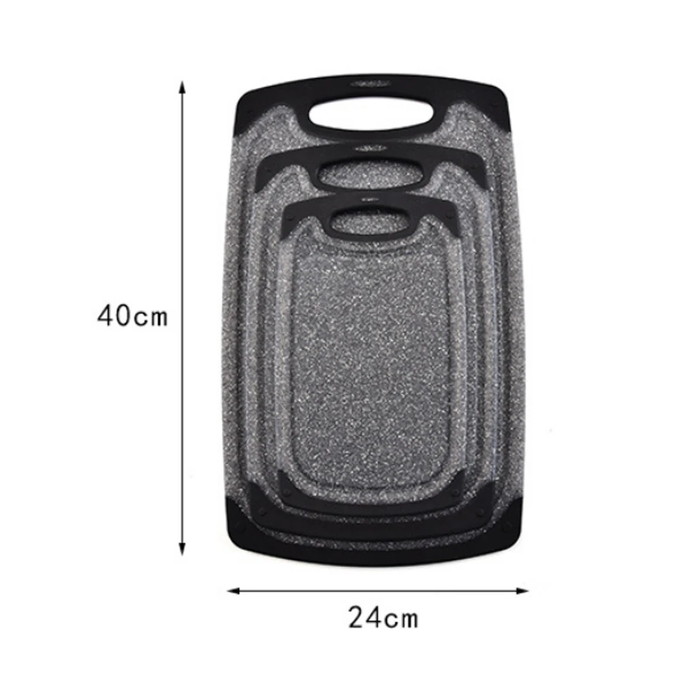 Dishwasher Safe BPA Free 3 Pieces Set Plastic Chopping Board Set with Juice Groove Appearance Kitchen Marble Cutting Board