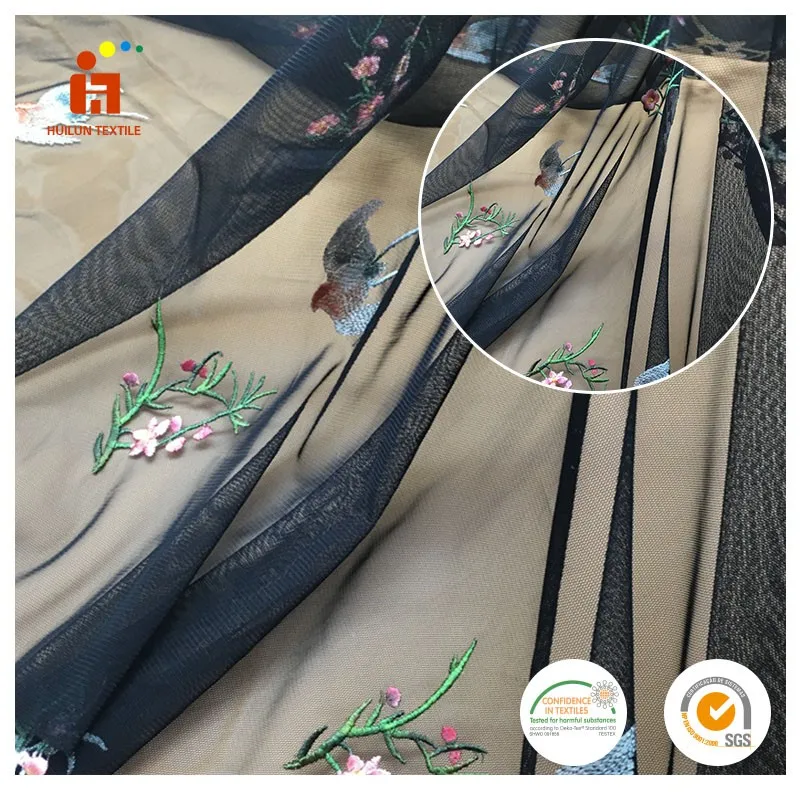 Hot sale fancy design dubai beautiful flower net embroidery fabric