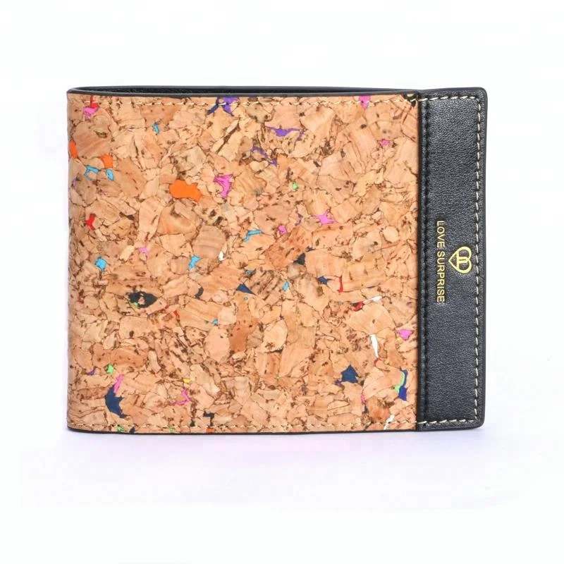High quality waterproof brown cork wallet lightweight custom printed cork purse eco-friendly cork card holder