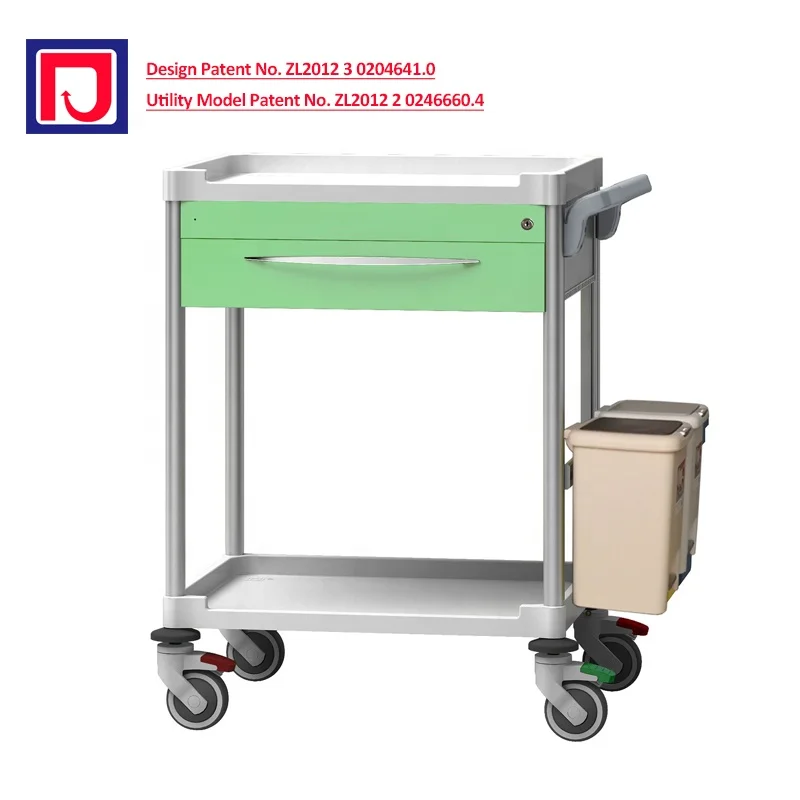 Clinic abs medicine trolley medical hospital treatment cart with drawer