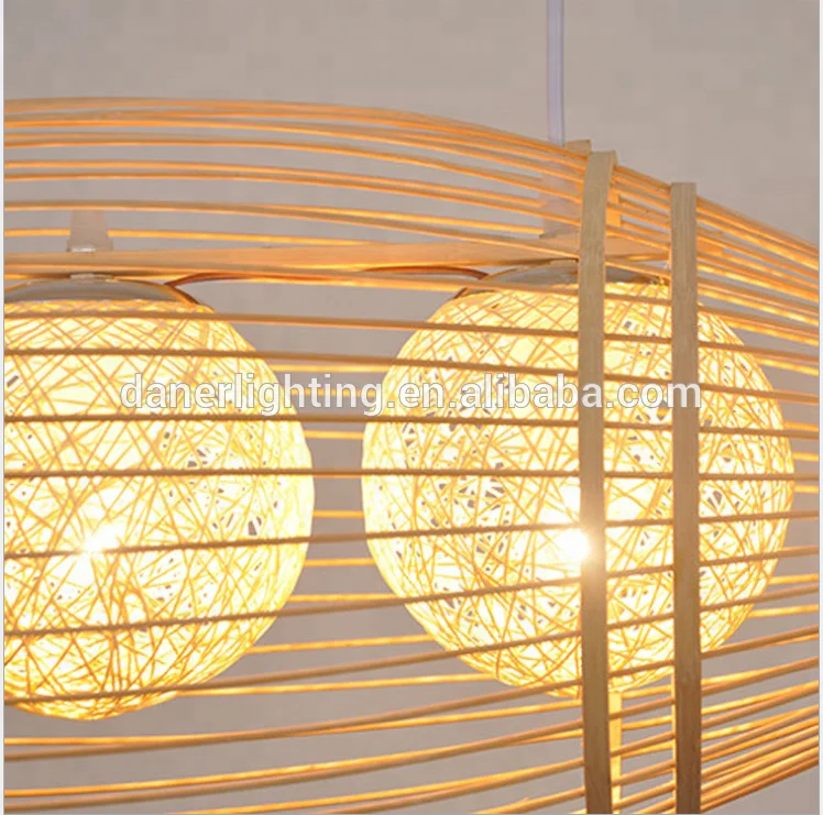 Bamboo shade Decoration Chandelier Lamps Fixtures fish rattan suspension hanging pendant lights