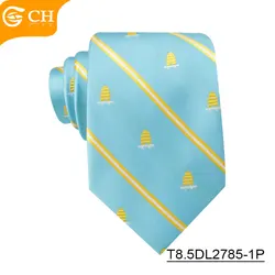 OEM ODM Service Yarn-dyed Woven Ties Striped Blue Orange  Multicolored Jacquard  Neckties Mens Polyester Custom Logo Ties