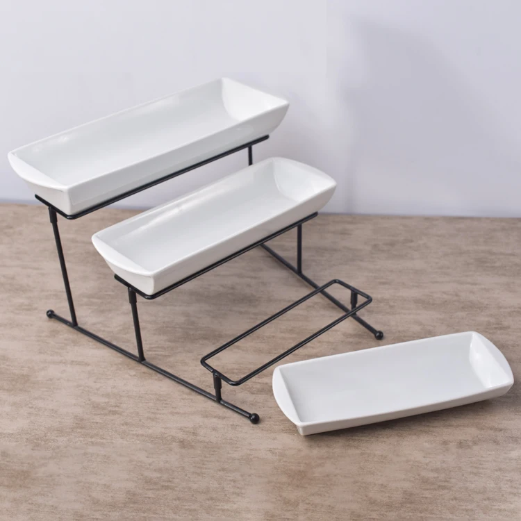 Обычный фруктовый салат, сервировка, Длинные глубоко-белые обеденные блюда, керамические тарелки для ресторана, блюда