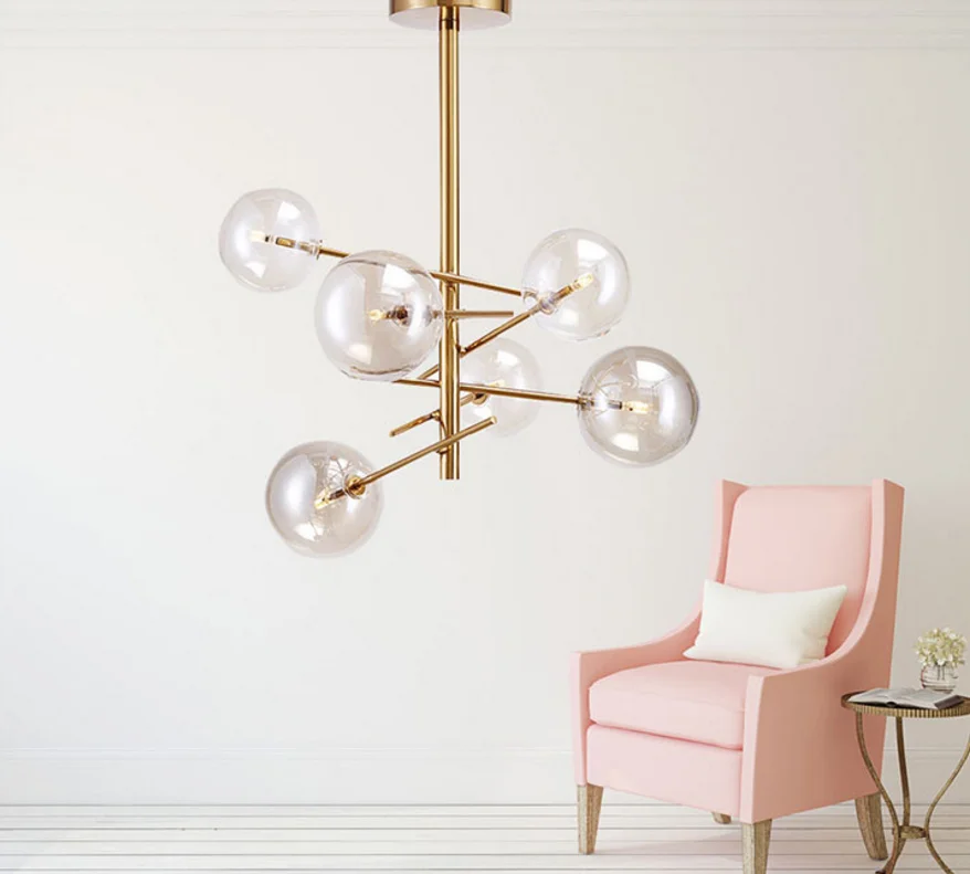 Nordic creativity Simple Personality Iron Art Decor Restaurant Chandelier Pendant Light Hanging G4 LED Lamp