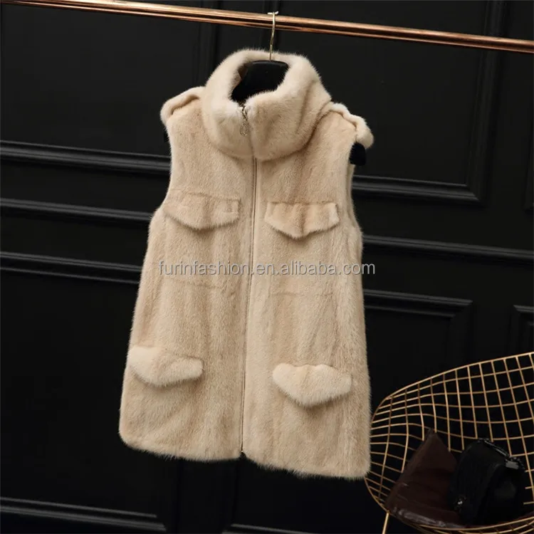 
High Quality Good Prices 100% Real Natural Sleeveless Mink Fur Coat 