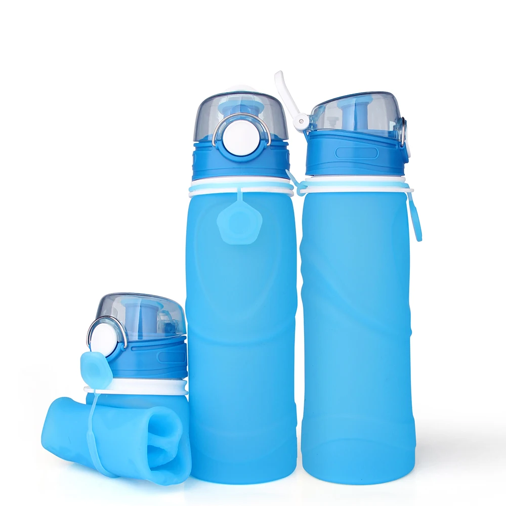 Hot Sale bulk item customized travel bpa free sports wholesale drinking silicone collapsible water bottle