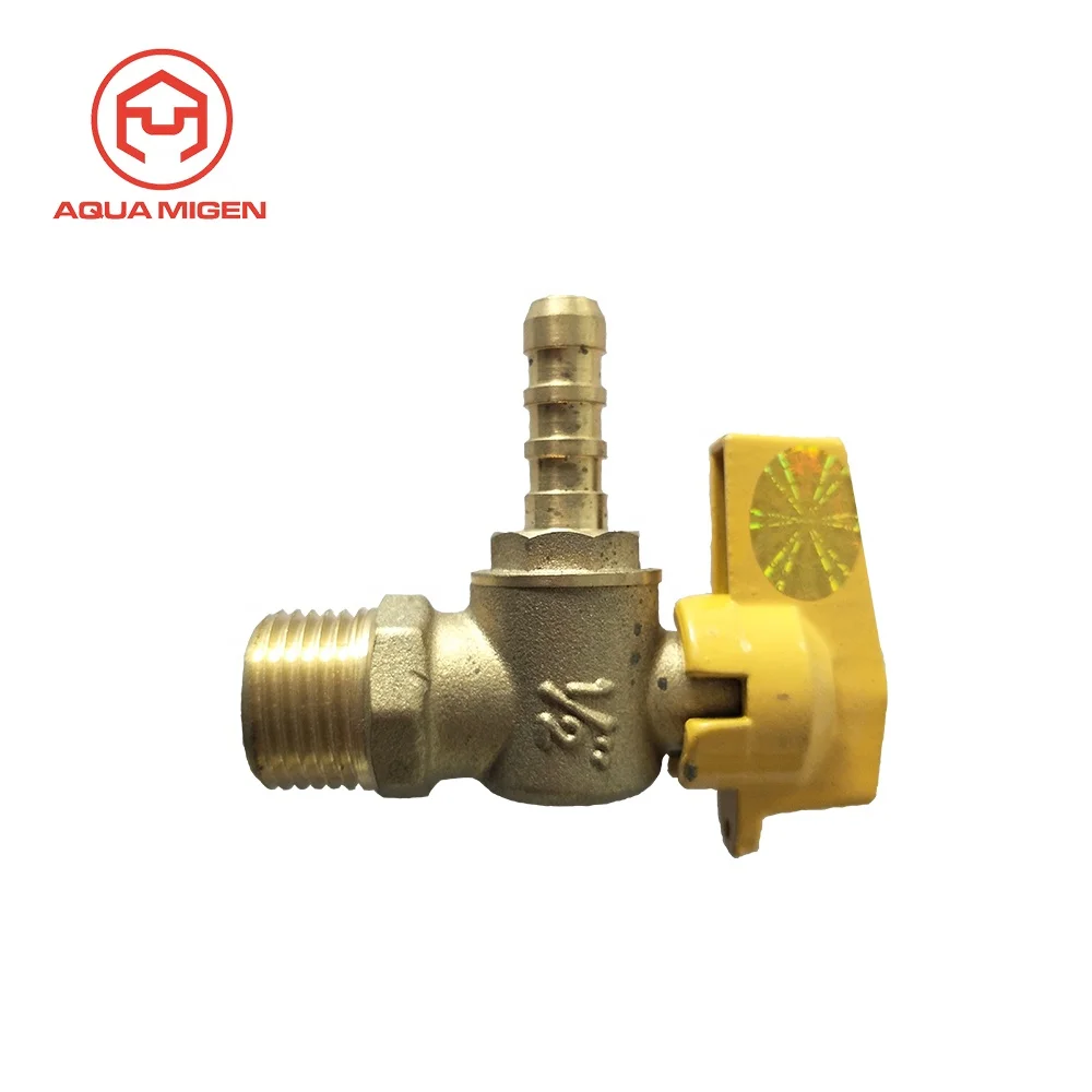 90 Degree CW617N Small Brass Angle Gas Ball Valve with Yellow Handle For Water Heater System