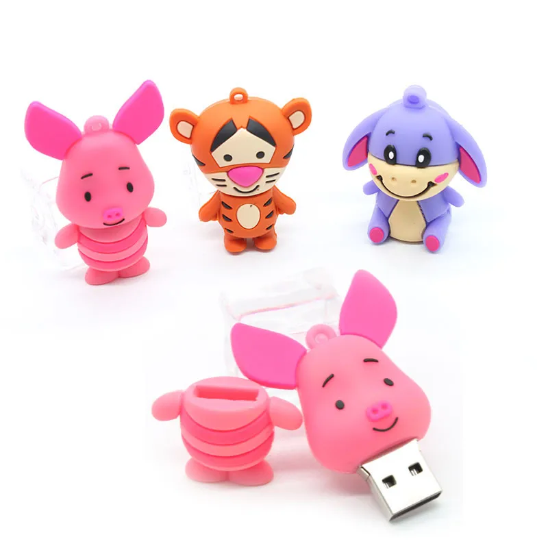 custom flash memory usb stick cute cartoon character usb flash  pvc pig usb flash drive pendrive animal disk USB2.0 3.0