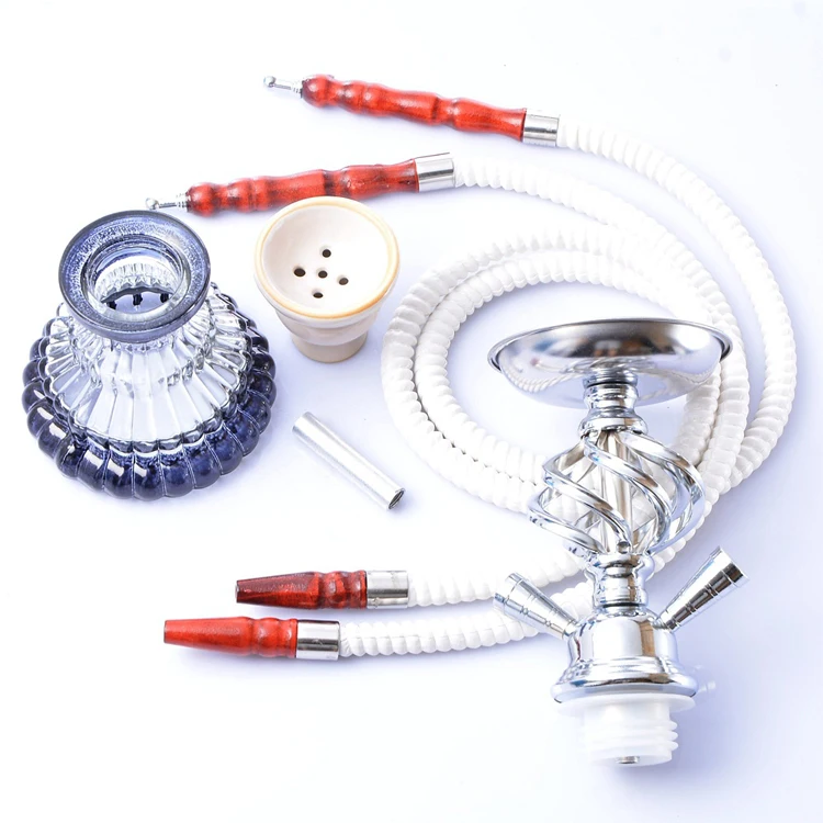 Luxury hookah glass popular Double tube 2 hose narguile hookah shisha tobacco nargile sheesha smoke hookah chicha