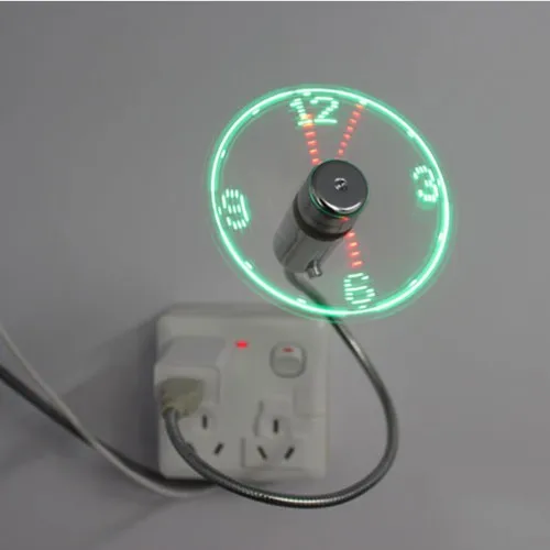 USB Mini Flexible Time LED Clock Fan With LED light