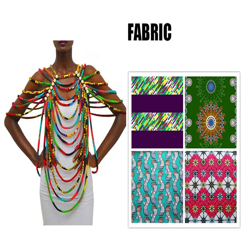 African Ankara Necklaces Jewelry Conversion Piece Rope Necklace Shawl Tribal African Beads Handmade Jewelry Necklace WYX26