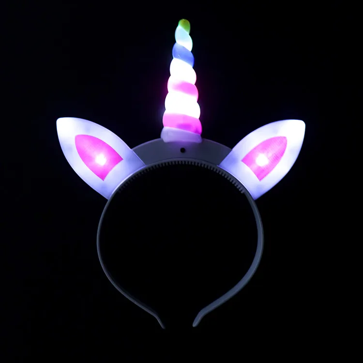 Popular Recommended Halloween Gifts Kids Unicorn Birthday Party Decoration Set Plastic LED Lighting Unicorn Headband