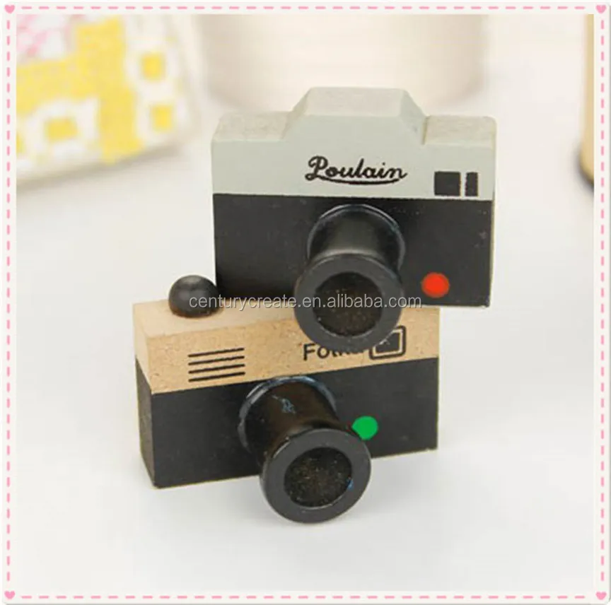 Cute DIY Decor Crafts Wooden Retro Mini Camera Rubber Stamp Seal