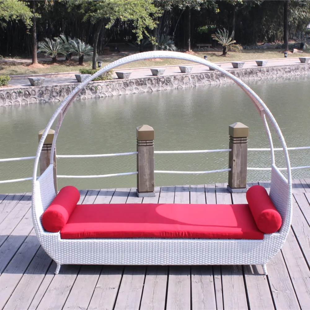 Wicker Beach Round Sofa Daybed Patio Poolside Garden Sun Lounger Outdoor Outdoor Furniture Outdoor Canopy Sun Bed Modern