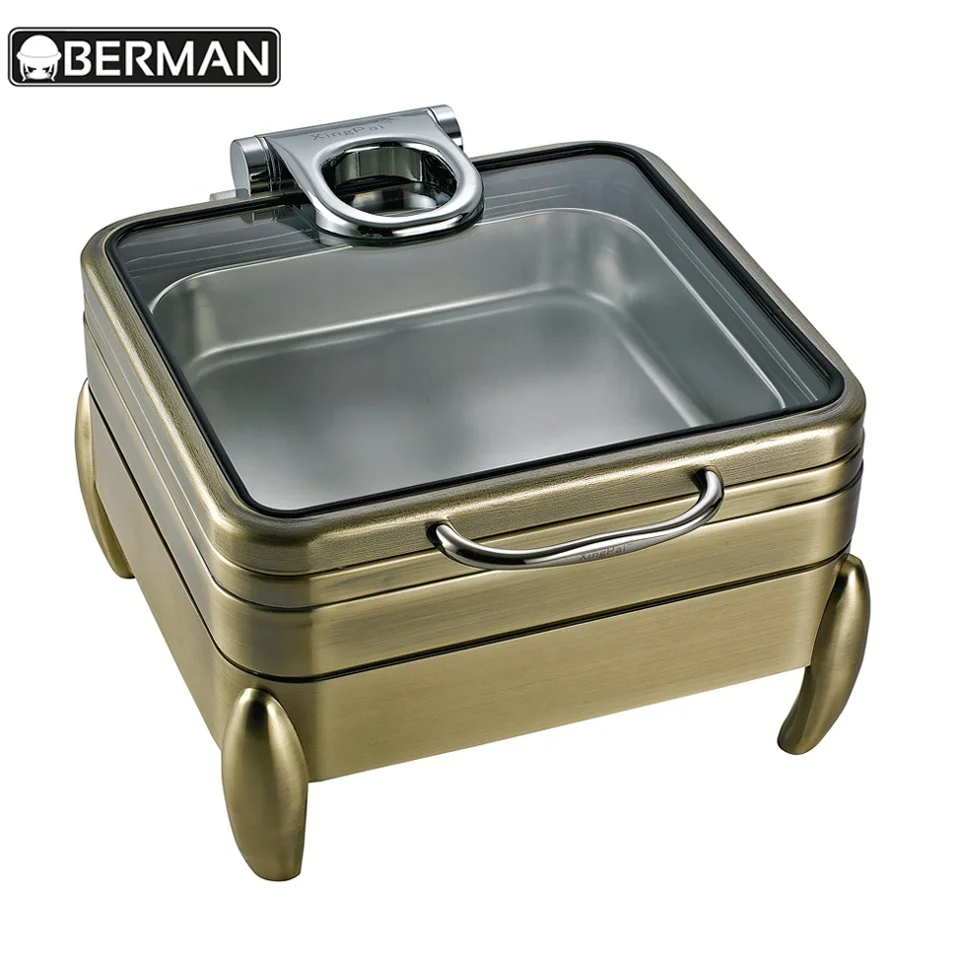 Commercial kitchen equipment dwg insulated food warmer casserole restaurant buffet server used double chafing dish set for sale