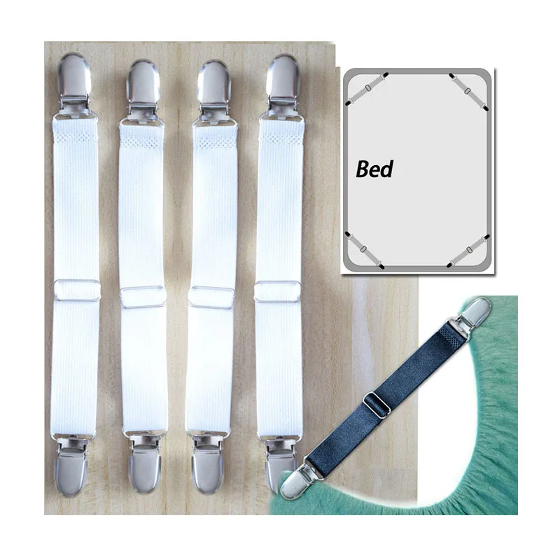 Amazon top selling Bed Sheet Clip Fasteners Straps Mattress Elastic Holder Grippers Keep Bed Sheet Neat  4pcs/ lot