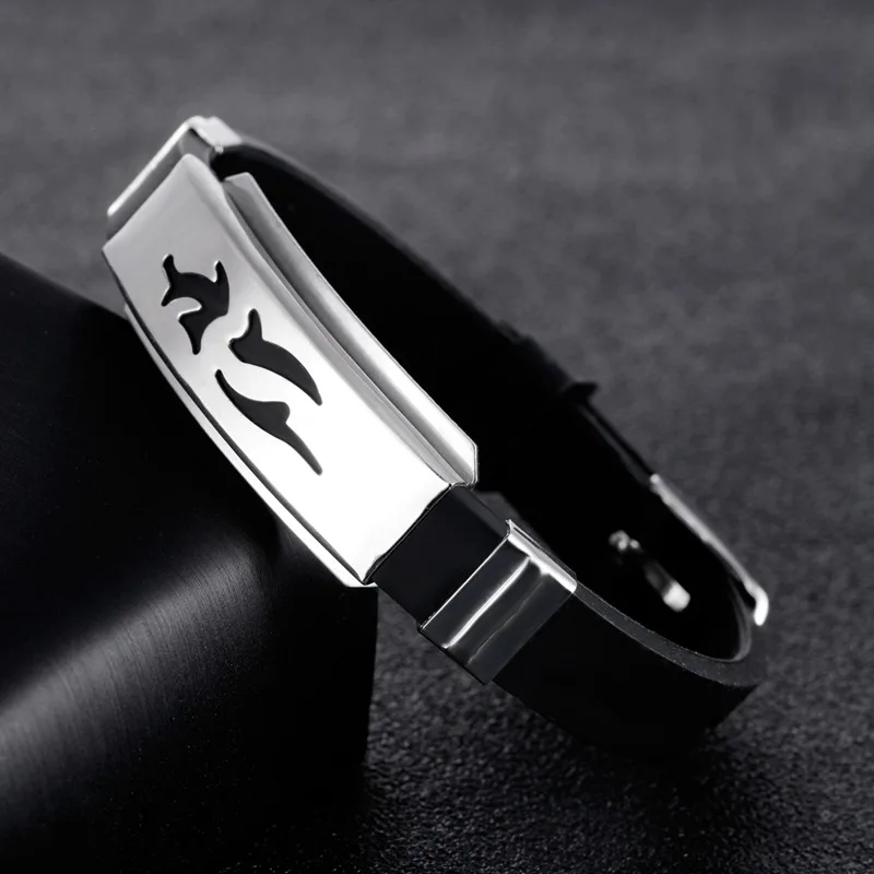 YK Men Adjustable Silicon Bracelet Hot Sales Stainless Steel Metal Watch Buckle Bracelet