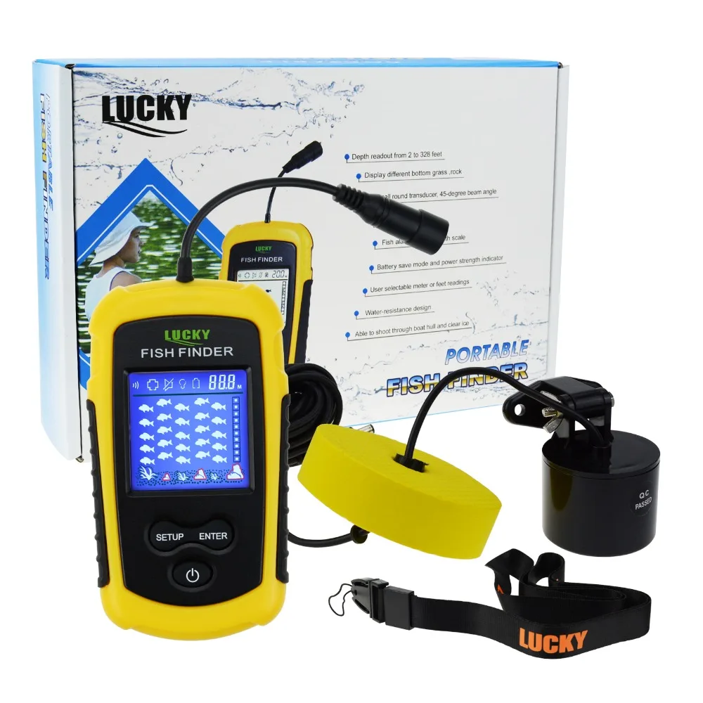 Счастливая проводной эхолот w отображаются индикаторы хронографа будильника или 100 м (328ft) глубина обнаружения портативный w/Прозрачный светодиодная подсветка для ночной