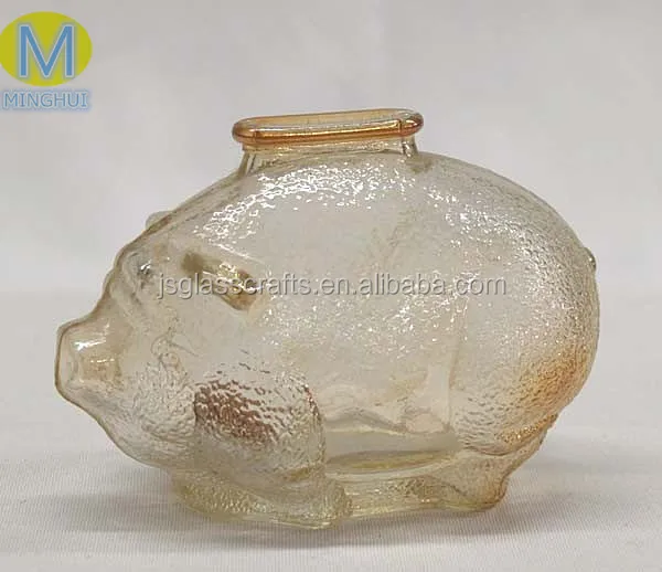 Creative glass piggy bank in pig shape coin money cash saving box kids gift