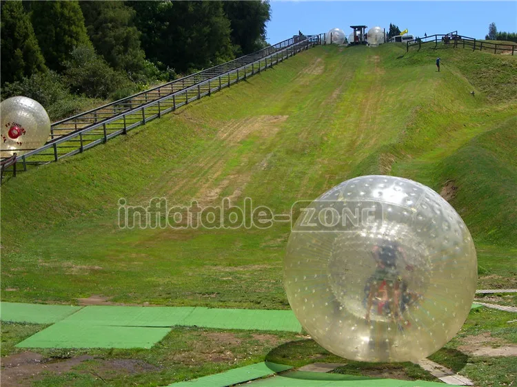 Person inside inflatable walking ball, Inflatable grass human zorb balls for zorb ramp